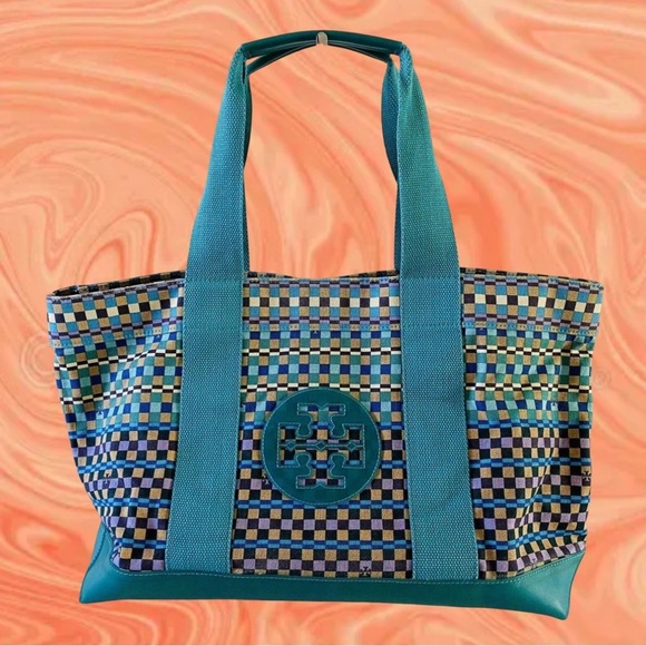 EUC TORY BURCH Teal Blue Color Block
Canvas Tote - Picture 2 of 10